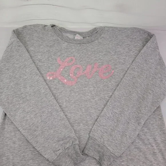 No Boundaries LOVE Sequin Women’s Pullover Sweatshirt – Size Large or 2XL - Picture 5 of 16